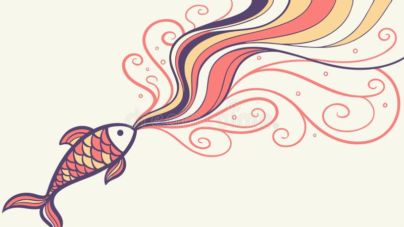 Fish Breathing Colorful Swirls Abstract Art Magic, vector design Generative AI stock illustration