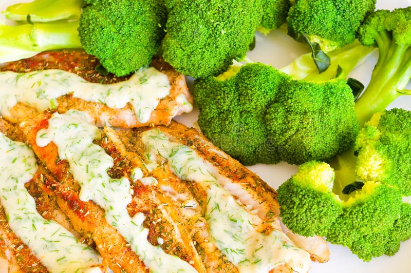 Fish with broccoli stock photo. Image of natural, closeup 20224236