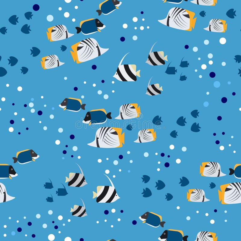 Fish and bubbles seamless pattern royalty free illustration Fish and bubbles seamless pattern royalty free illustration