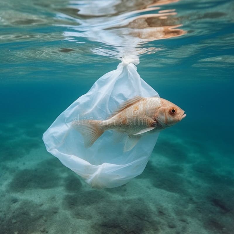 Fish Caught in a Plastic Bag, Disaster for Wildlife Animals
