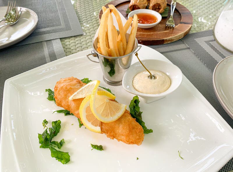 Fish and Chip with Tartar Sauce Deep Fried Battered Fish with French