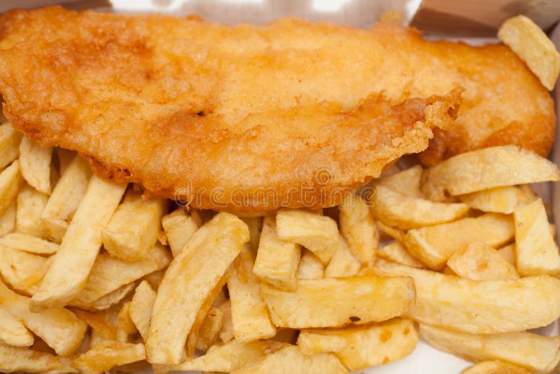 Fish and Chips from an English Fish and Chip Shop Stock Photo Image