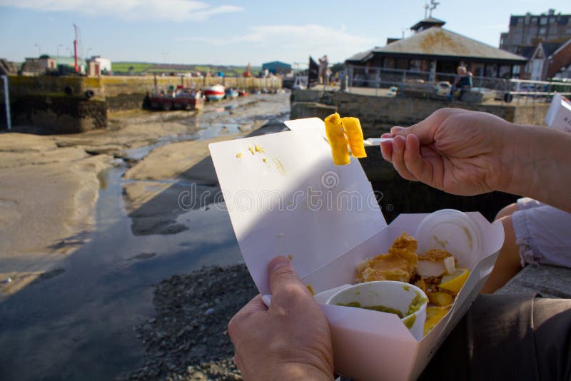 Fish and Chips stock image. Image of peas, chip, harbour 66374399