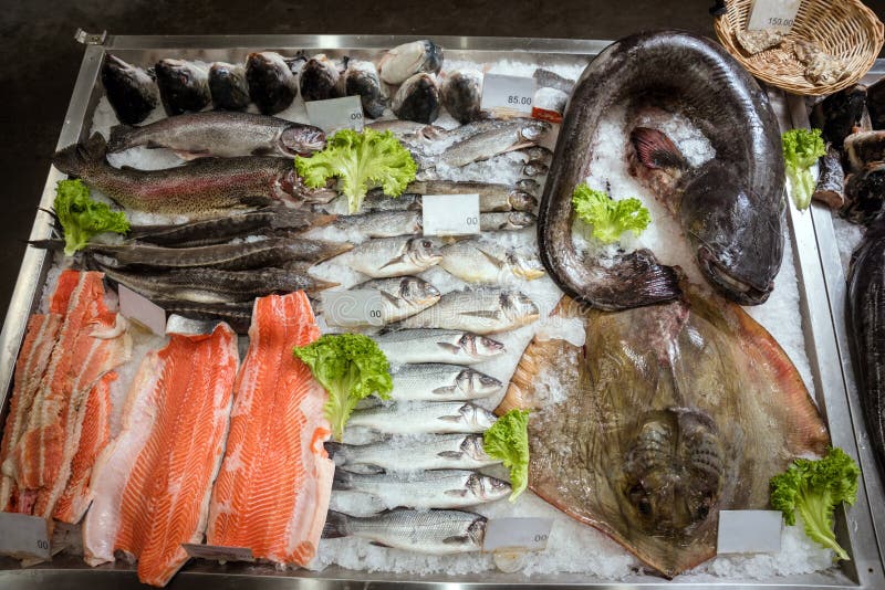 Fish on the Counter in the Supermarket Stock Image Image of market