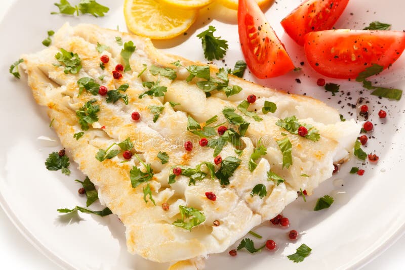 Fish dish - fried fish fillet and vegetables