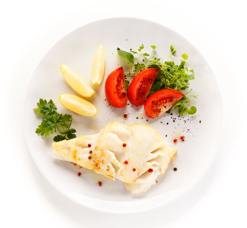 Fish dish - fried fish fillet and vegetables