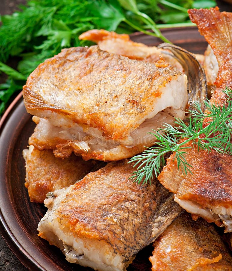 Fish Dish Fried Fish Fillet With Vegetables Stock Image Image of