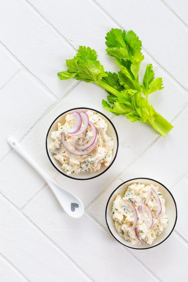 Fish and Egg Spread, Paste or Salad with Red Onions Stock Image Image