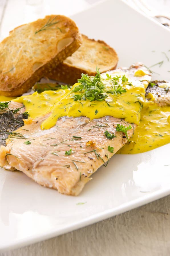 Fish Fillet with Saffron Sauce Stock Image Image of fresh, cooked