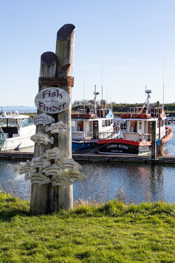 Fish Finder Directions at Ilwaco Waterfront Editorial Stock Image