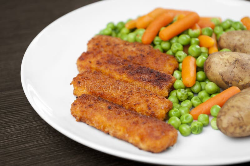 Fish Finger Meal With Vegetables Stock Image Image of meal, stick 14805437
