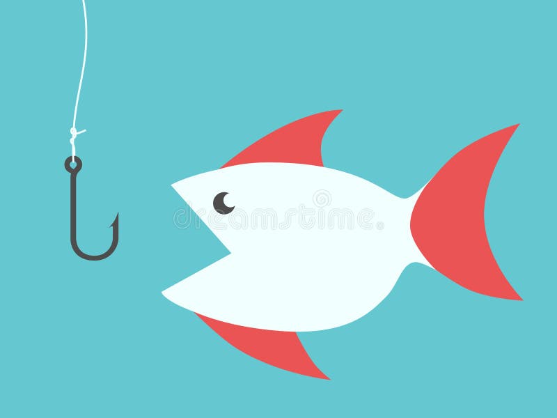 Fish on a Hook. stock vector. Illustration of sinker, boat - 6418848