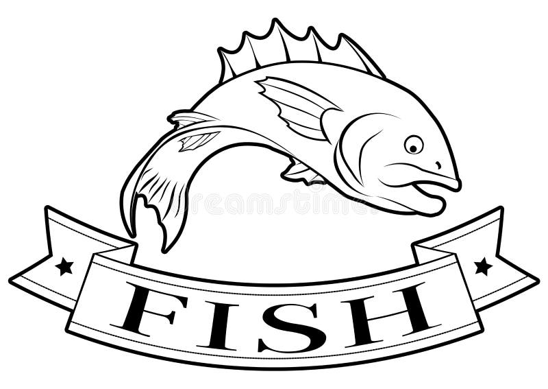 Fish food label vector illustration