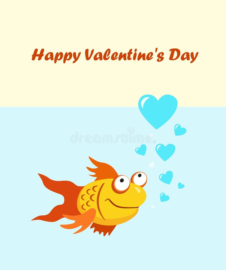 Fish. Happy Valentine S Day Stock Vector - Illustration of lake, cute:  22765496