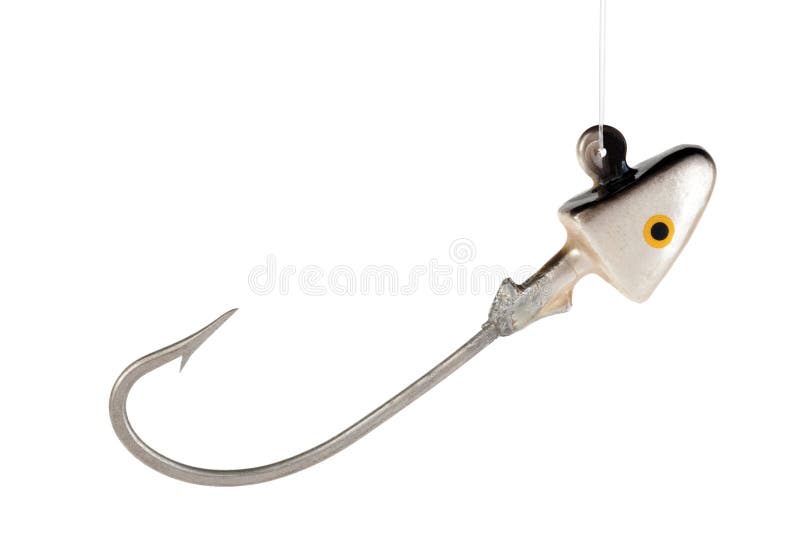 Fish Hook With Marine Litter On White Background. Plastic Bag