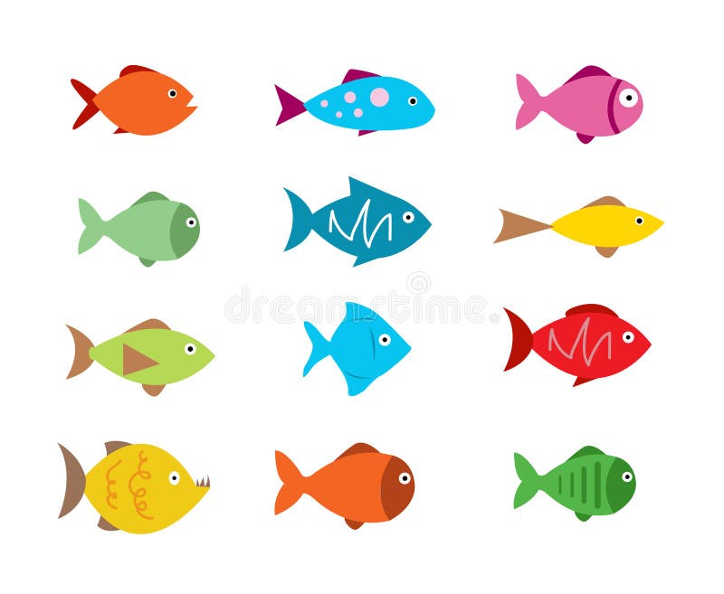 Fish Icons set vector illustration. Tropical animal icons vectors