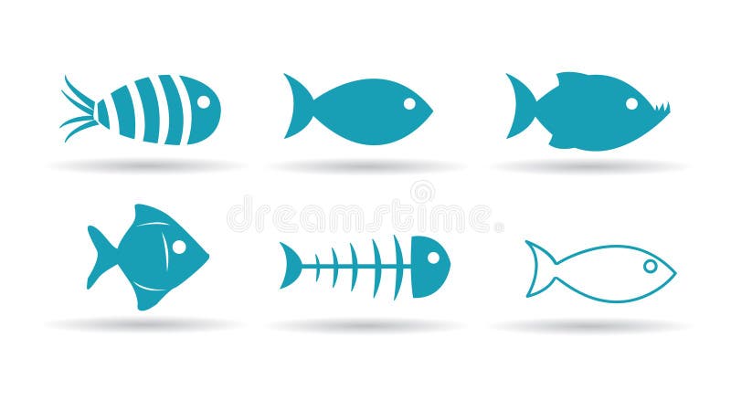 Fish Icons vector illustration art. Tropical animal icons vectors