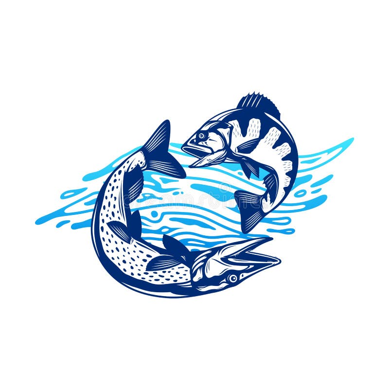 Fish illustration with water splashe royalty free illustration