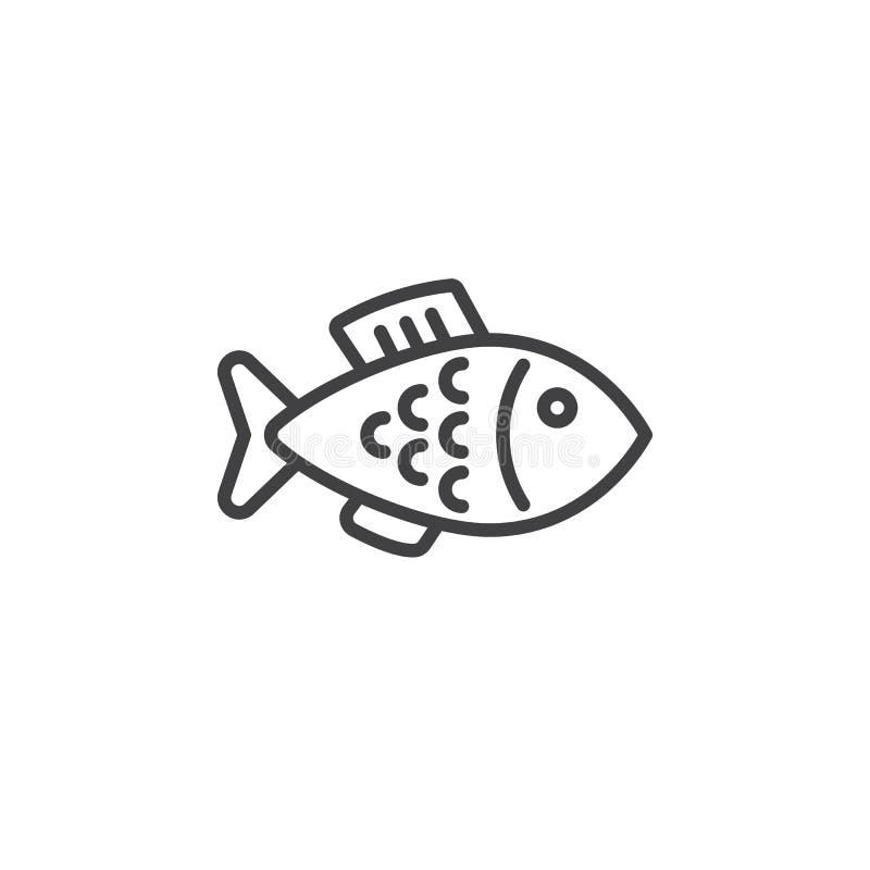 Fish line icon outline Royalty Free Vector Image