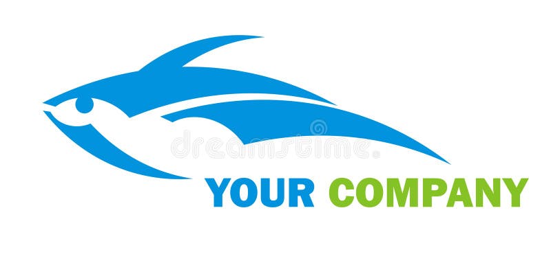 Fish logo. Blue symbol of fish on a white background. Vector illustration Fish logo. Blue symbol of fish on a white background. Vector illustration