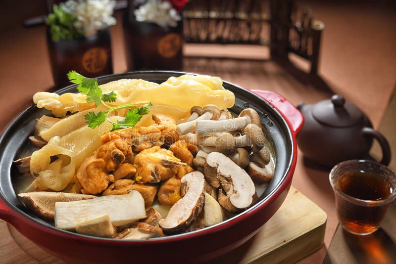 Fish Maw Chicken Mushroom Hot Pot Stock Photo Image of japanese, burn
