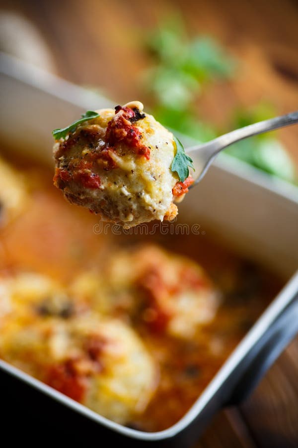 Fish Meatballs Baked in Sauce Stock Photo Image of cook, dinner 89384434