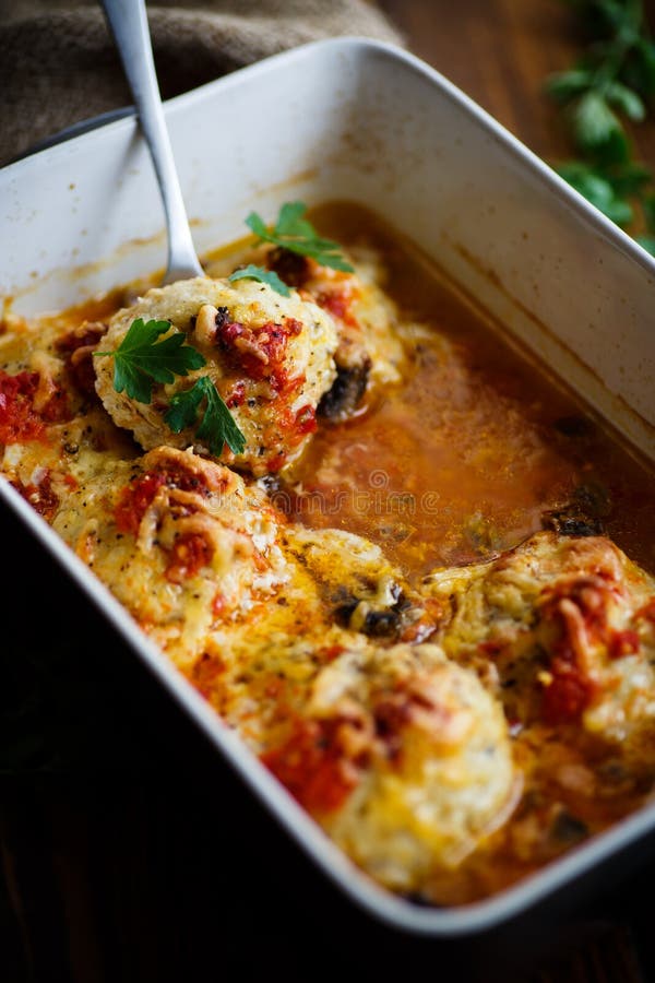 Fish Meatballs Baked in Sauce Stock Photo Image of ceramic, cooking