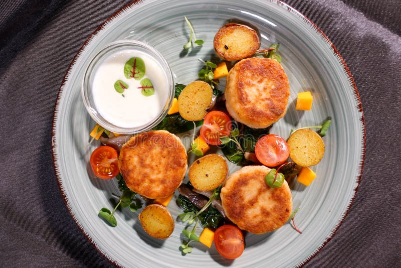 Fish Patties with a Side Dish Stock Photo Image of fresh, garnish