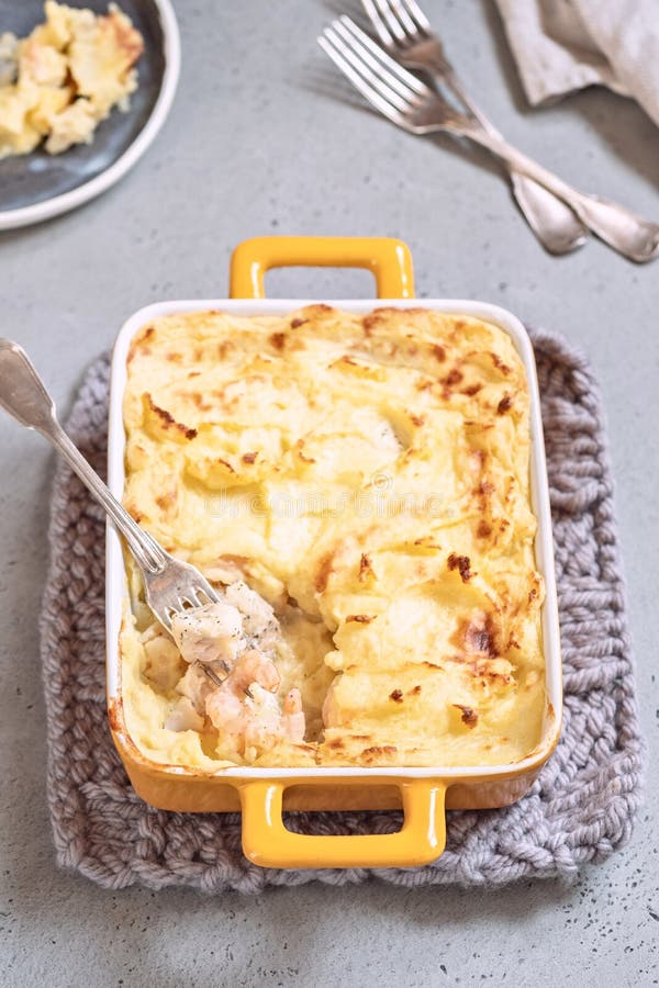 Fish Pie Topped with Mashed Potato Stock Image Image of food, dish