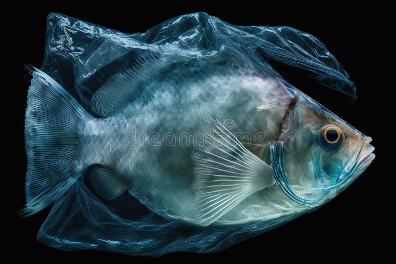 A Fish in a Plastic Bag. the Concept of Pollution in the Ocean Stock