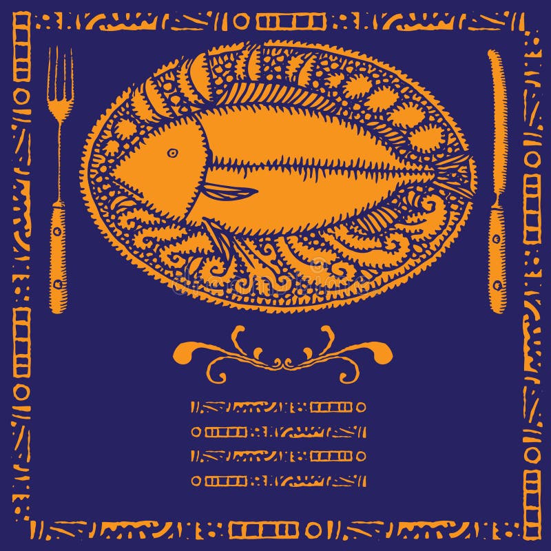 Fish restaurant menu illustrations