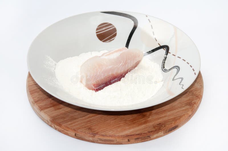 The Fish Rolled in Flour and Prepared for Frying Stock Photo Image of pink, delicacy 52649062