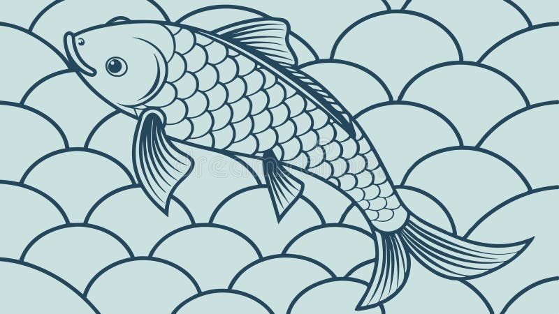 Fish with scale pattern. Aquatic design. Marine texture vector design Generative AI stock illustration
