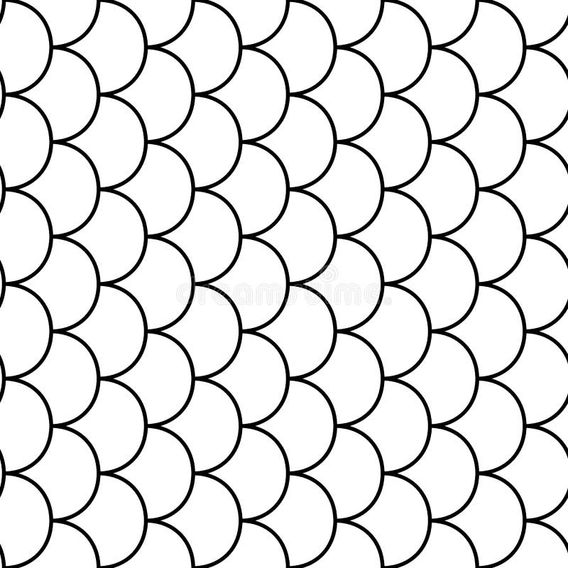 Fish Scale Pattern Seamless Black and White. Stock Vector