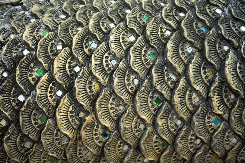 Fish scales pattern or ancient dragon scales By public day in Thailand Popularly decorated according to Buddhist places royalty free stock photo Fish scales pattern or ancient dragon scales By public day in Thailand Popularly decorated according to Buddhist places royalty free stock photo