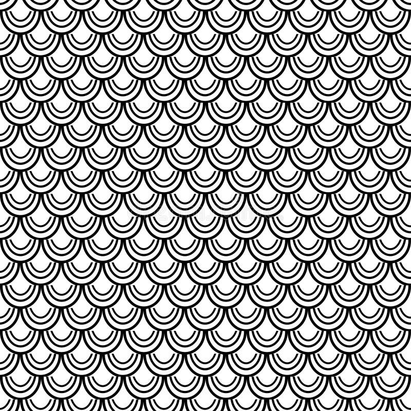 Fish Scales Seamless Pattern, Animal Texture, Animalistic Ornament, Vector  Background. Black and White Print, Graphic Illustration Stock Vector -  Illustration of print, cell: 140589483