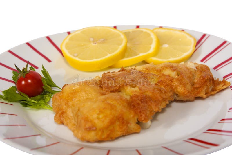 Fish schnitzel with lemon