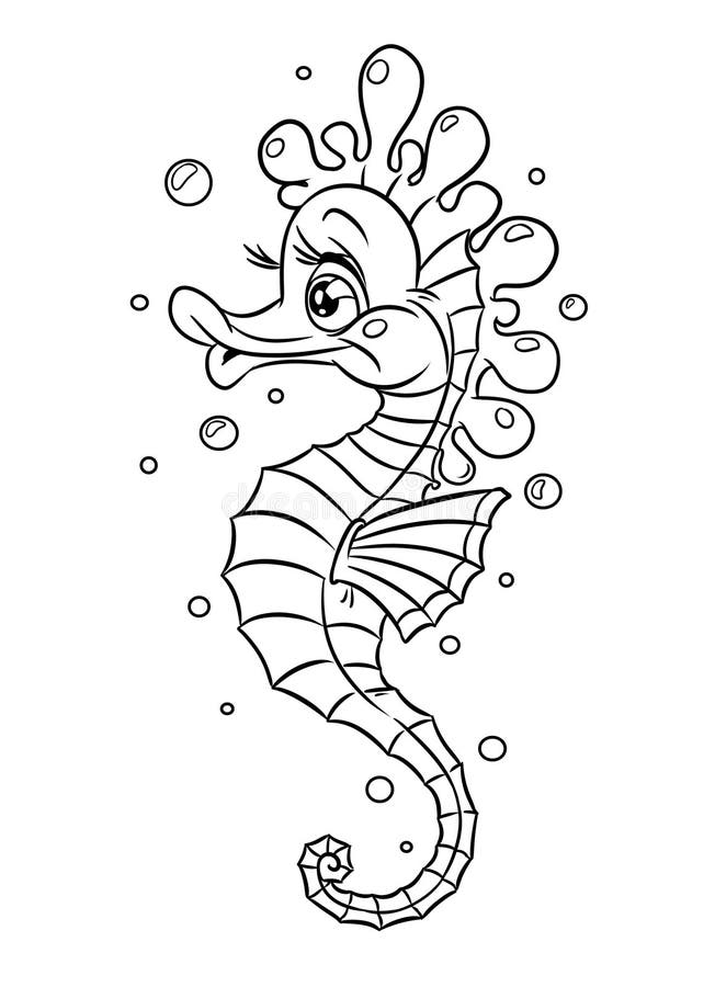 Download Fish Sea Horse Coloring Pages Stock Illustration ...