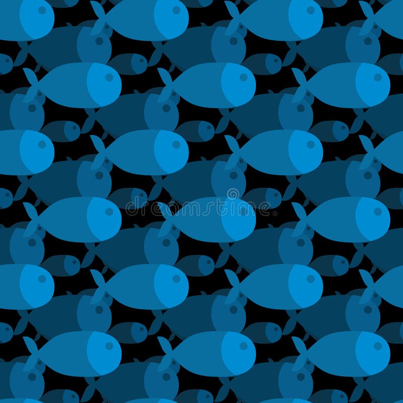 Fish seamless pattern. 3d Ocean animals background. Blue fish in Marine. Flock of fish.