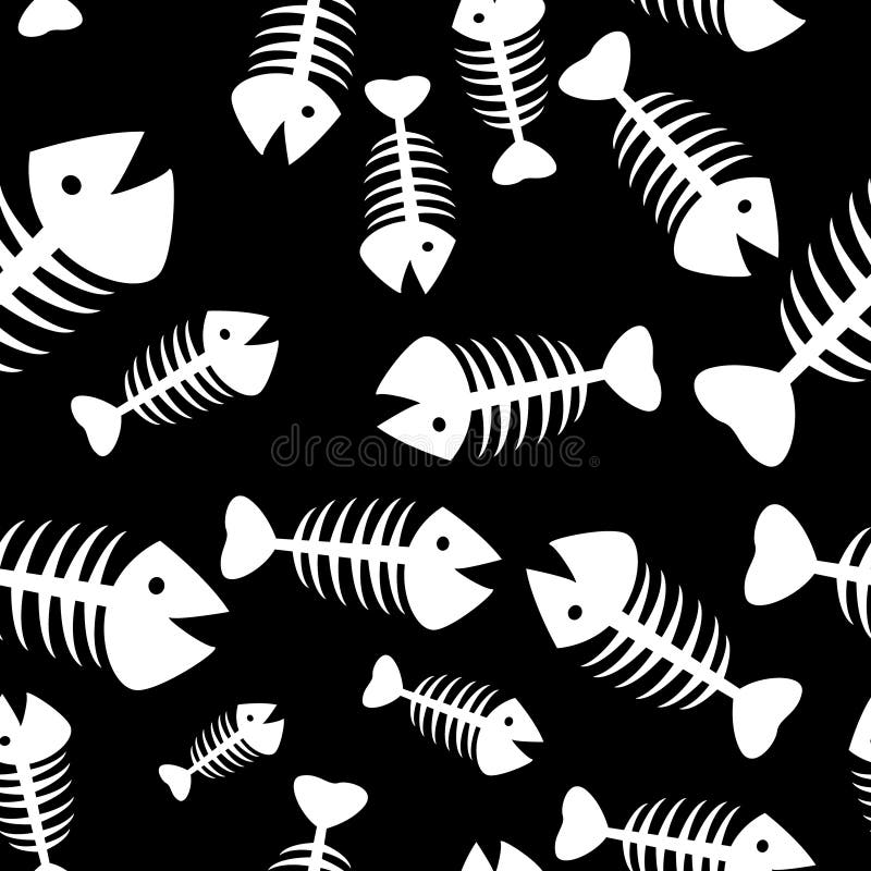 Fish skeleton seamless background
