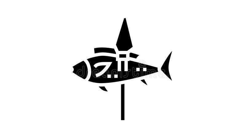 Fish on spear glyph icon animation