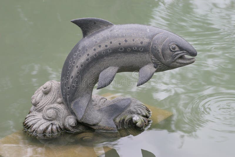 Koi Fish Statue Water Fountain Stock Image Image of culture, public