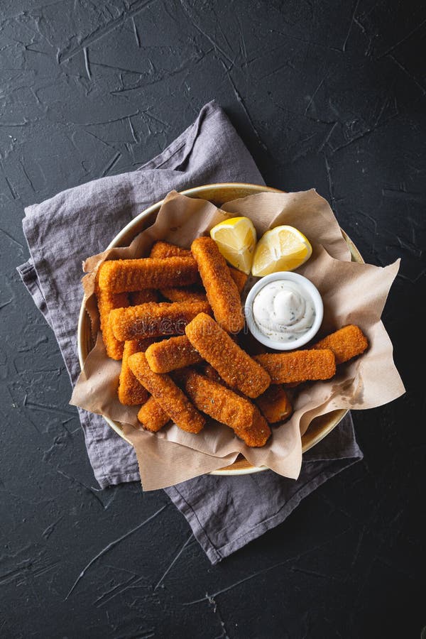 Fish Sticks with Sauce on the Table Stock Photo Image of fried