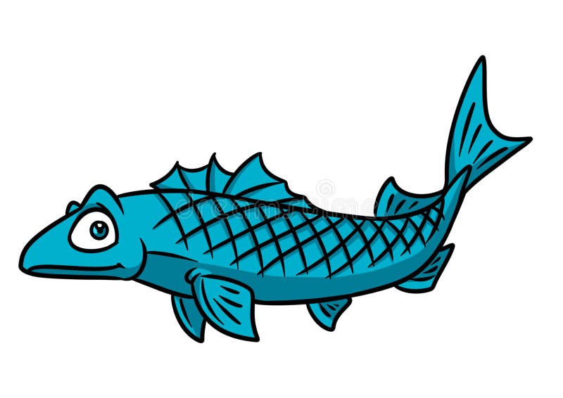 Fish sturgeon sea animal character cartoon illustration. 