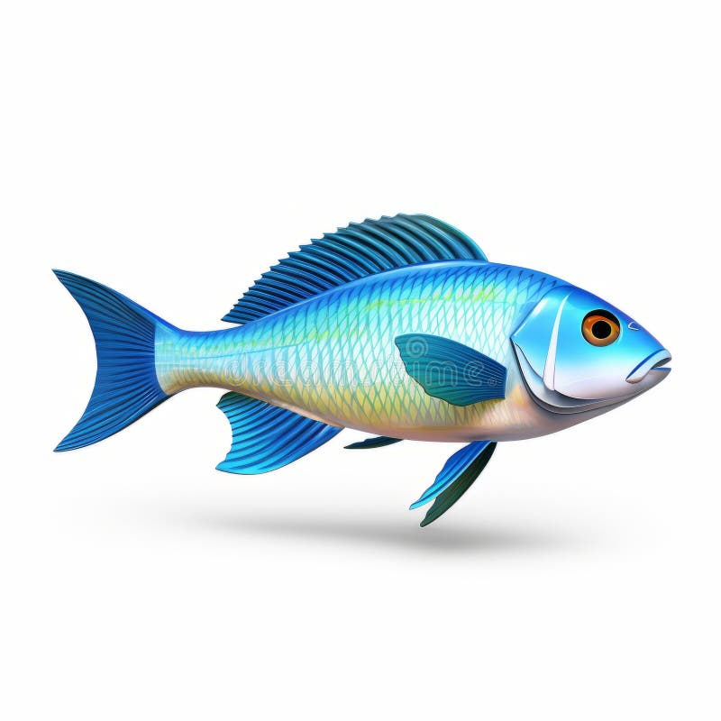Colorful Blue Coral Fish Cartoon Illustration By Kadir Nelson stock illustration