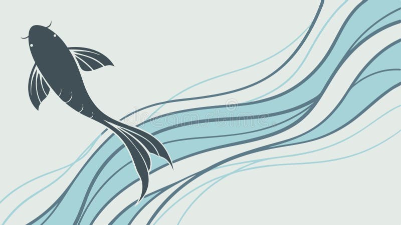 Fish Swimming in Flowing Water with Bubbles, vector design Generative AI royalty free illustration