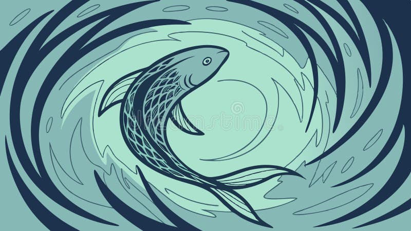 Fish Swimming Swirling Water Vector Illustration, vector design Generative AI vector illustration