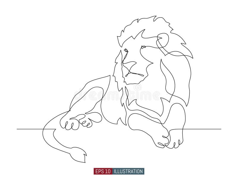 Lion cub one line drawing Royalty Free Vector Image