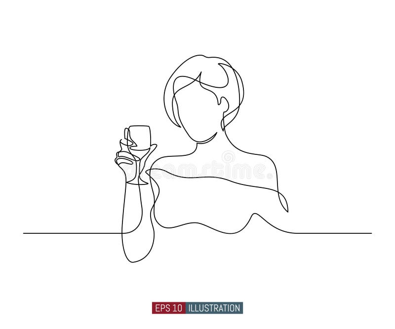 The girl with a wine glass stock vector. Illustration of sensual - 7622748