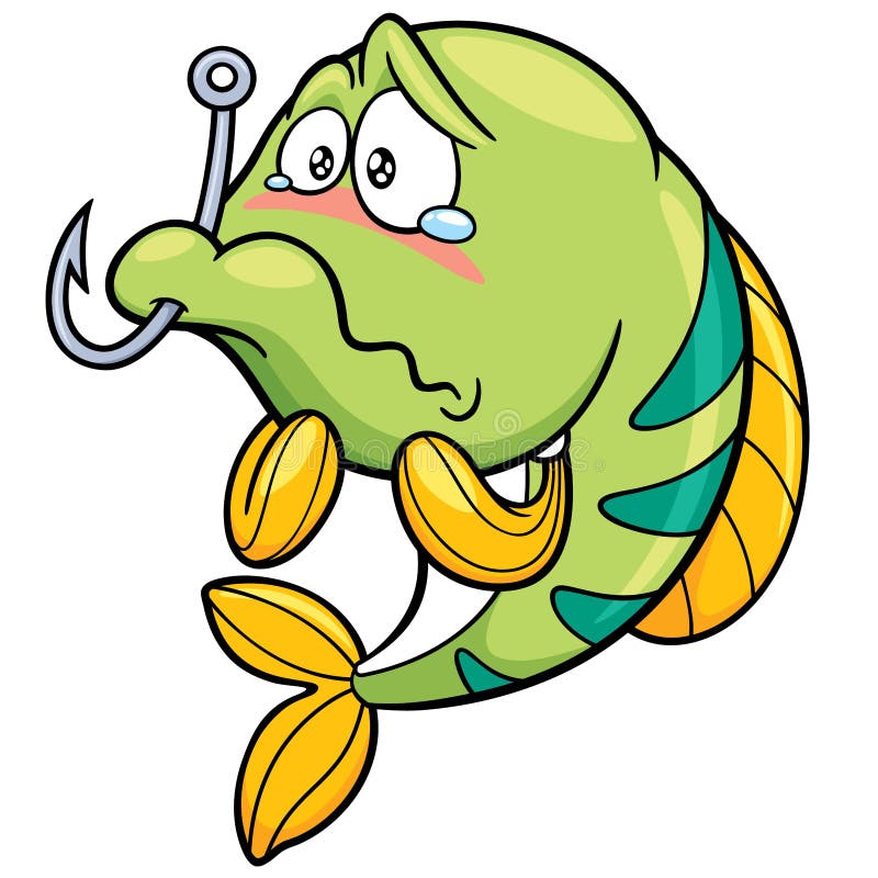 Cartoon Fish - Cartoon fish with hook in mouth swimming - CleanPNG